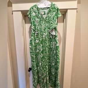 Maeve Tropical Green and White Maxi Dress